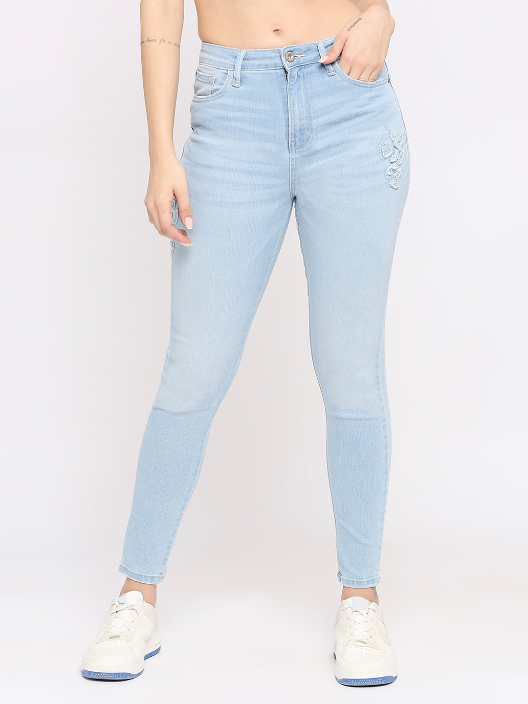 Spykar Women Light Blue Lycra Super Skinny - Clean Look High Rise Jeans-(Alexa)