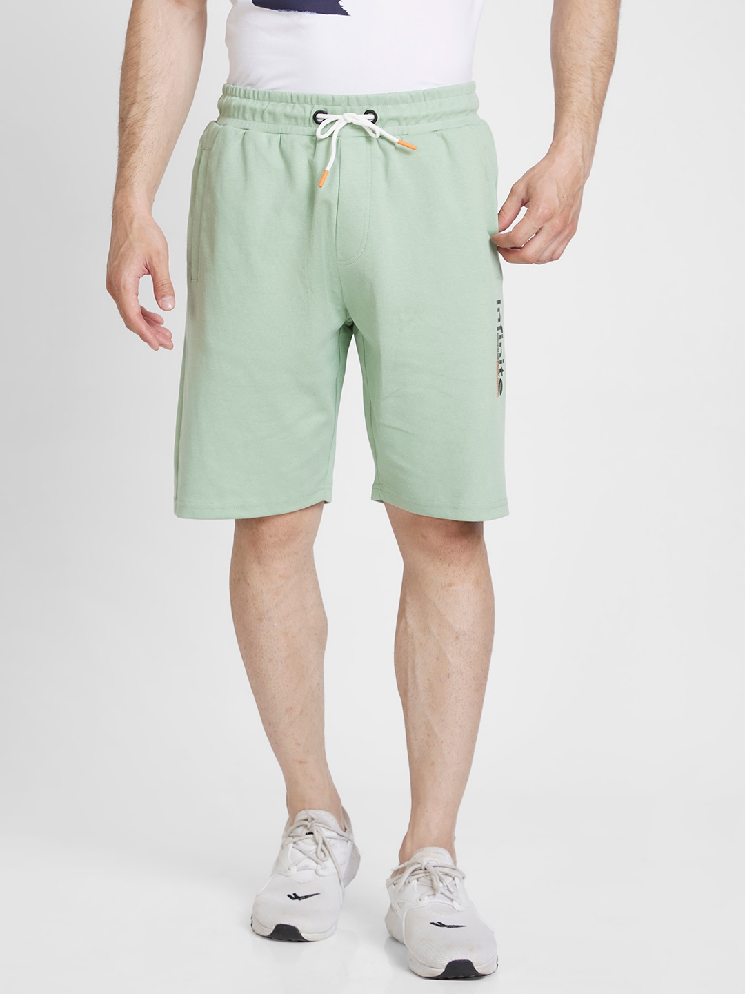 spykar | Spykar Men Pista Green Blended Knee Length Shorts