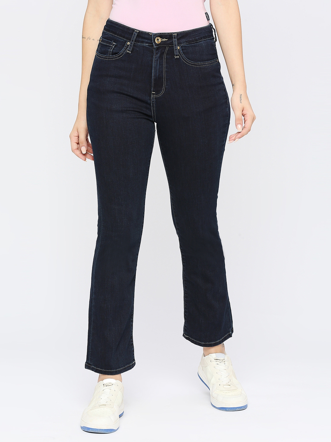 spykar | Spykar Women Raw Blue Lycra Bootcut Fit - Clean Look High Rise Jeans-(Elissa)