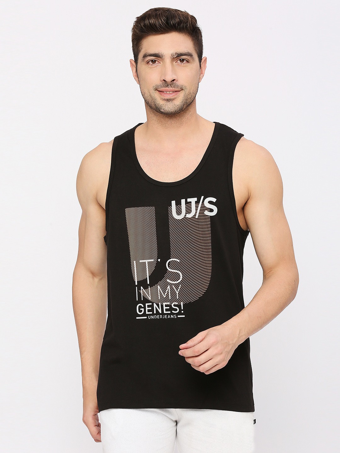 Underjeans by Spykar Men Fashion Premium Black Vest