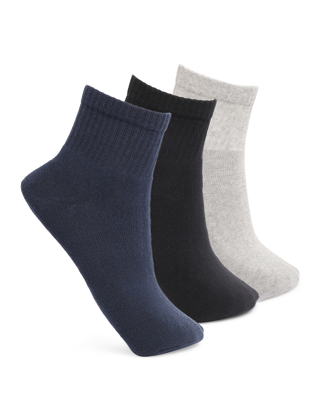 Underjeans by Spykar Men Grey & BLack Cotton Socks - Pack Of 3