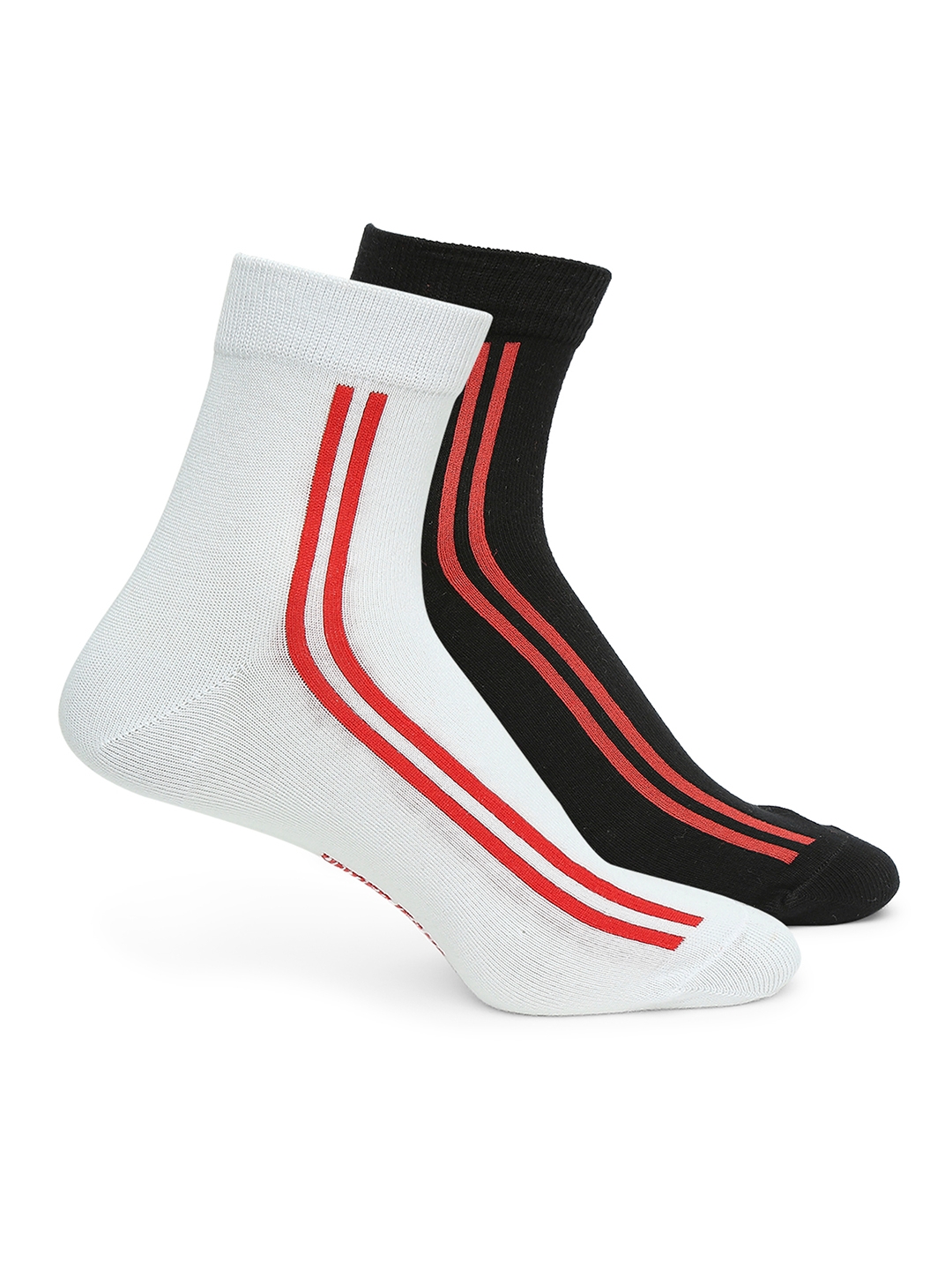 Underjeans by Spykar Premium White & Black Ankle Length Socks - Pack Of 2