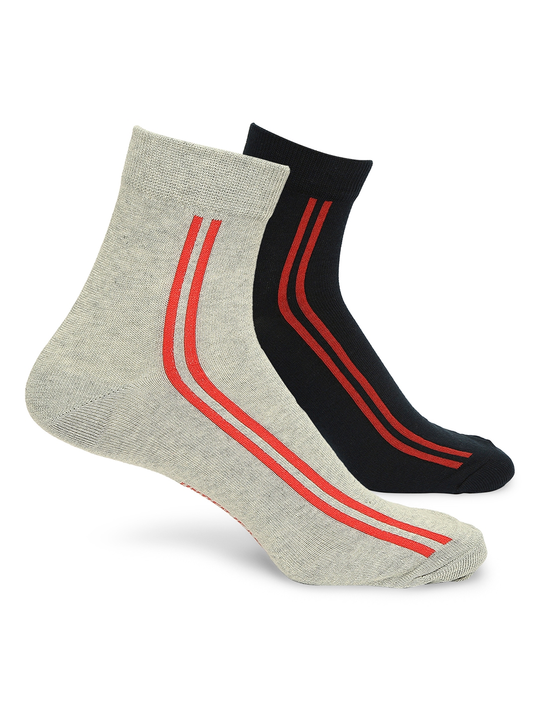 Underjeans by Spykar Premium Navy & Grey Melange Ankle Length Socks - Pack Of 2