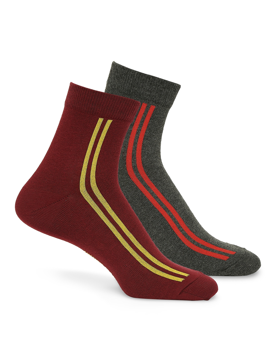 Underjeans by Spykar Premium Maroon & Anthra Melange Ankle Length Socks - Pack Of 2