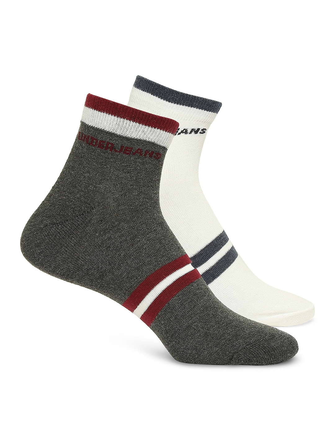 Underjeans by Spykar Premium Anthra Melange & White Ankle Length Socks - Pack Of 2