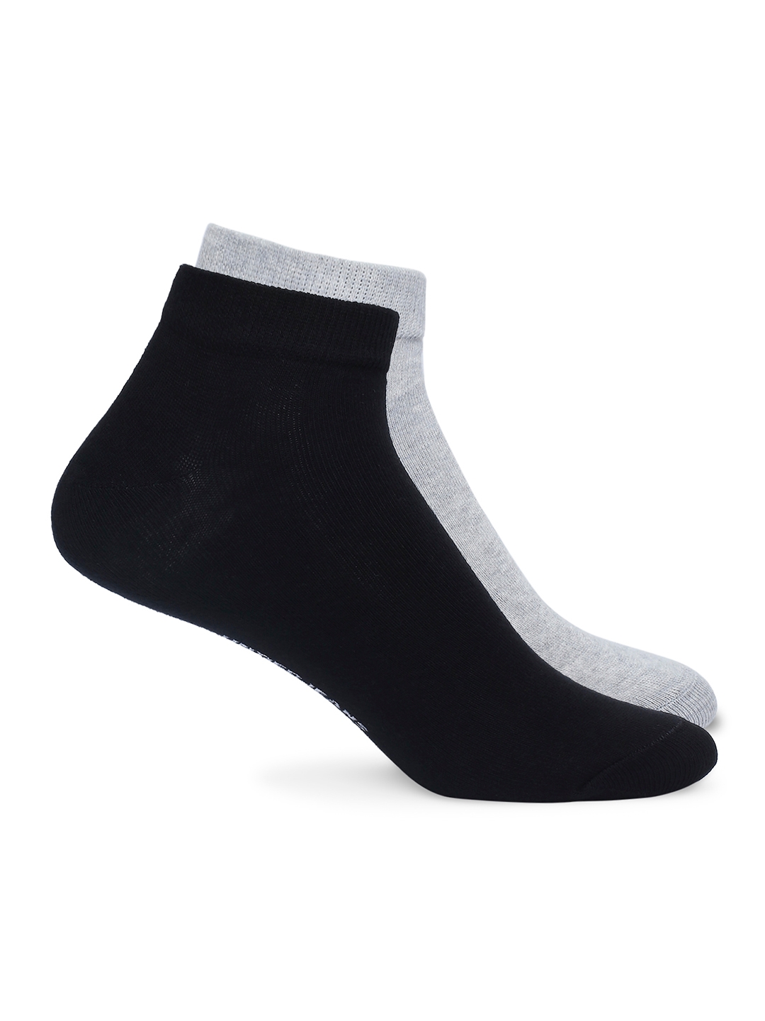 Underjeans By Spykar Men Grey Melange & Black Cotton Blend Sneaker Socks - Pack Of 2