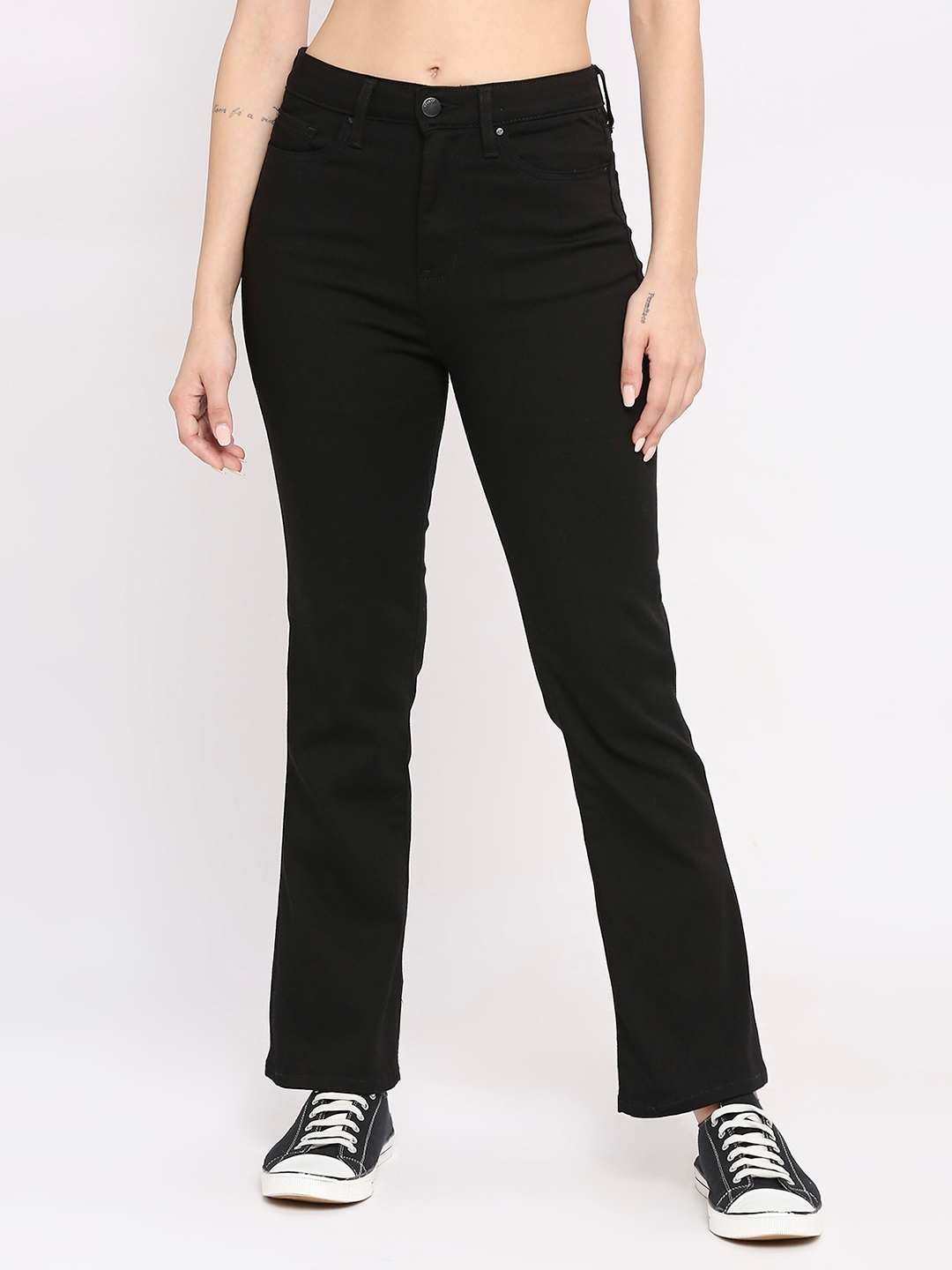 Spykar Women Raw Black Lycra Bootcut Fit - Clean Look High Rise Jeans-(Elissa)