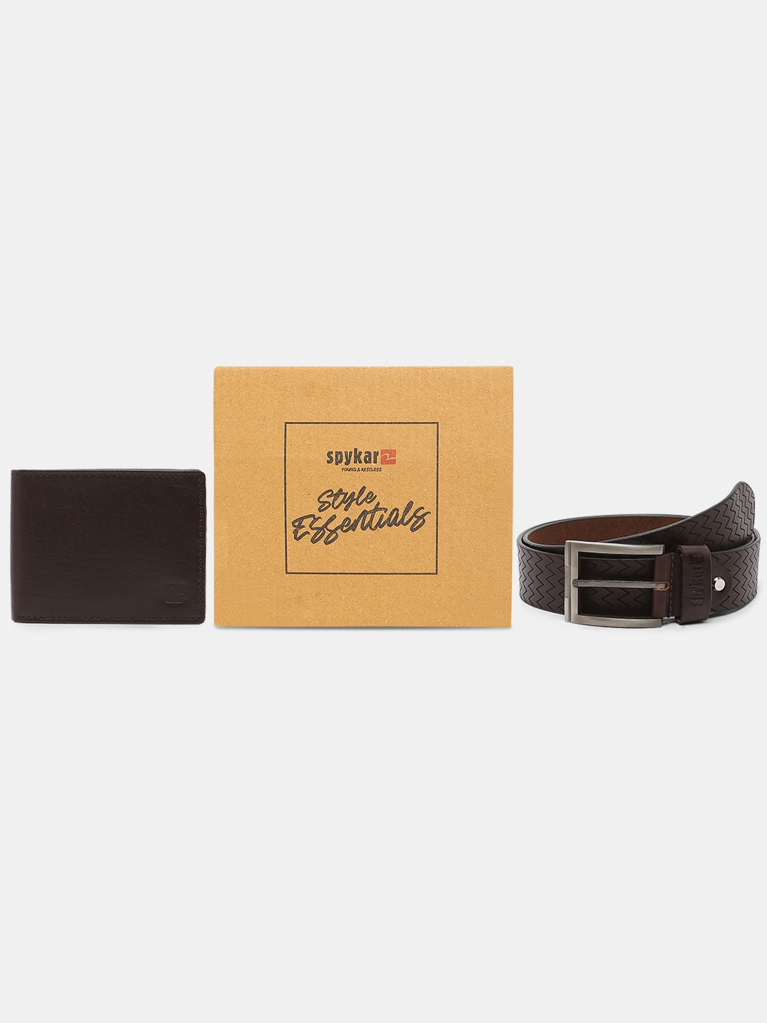 spykar | Spykar Black Leather Belt & Wallet Combo