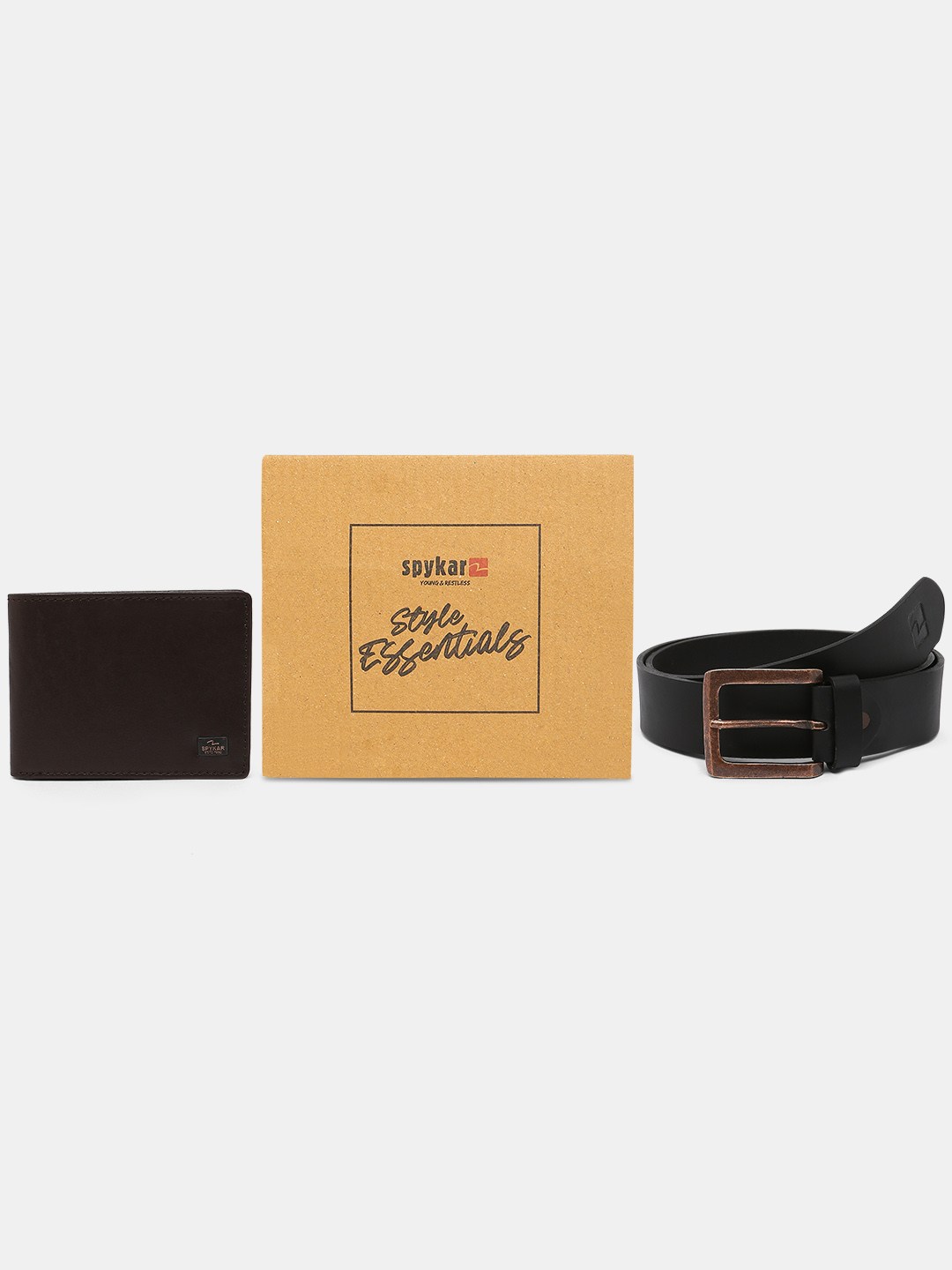 spykar | Spykar Black Leather Belt & Wallet Combo