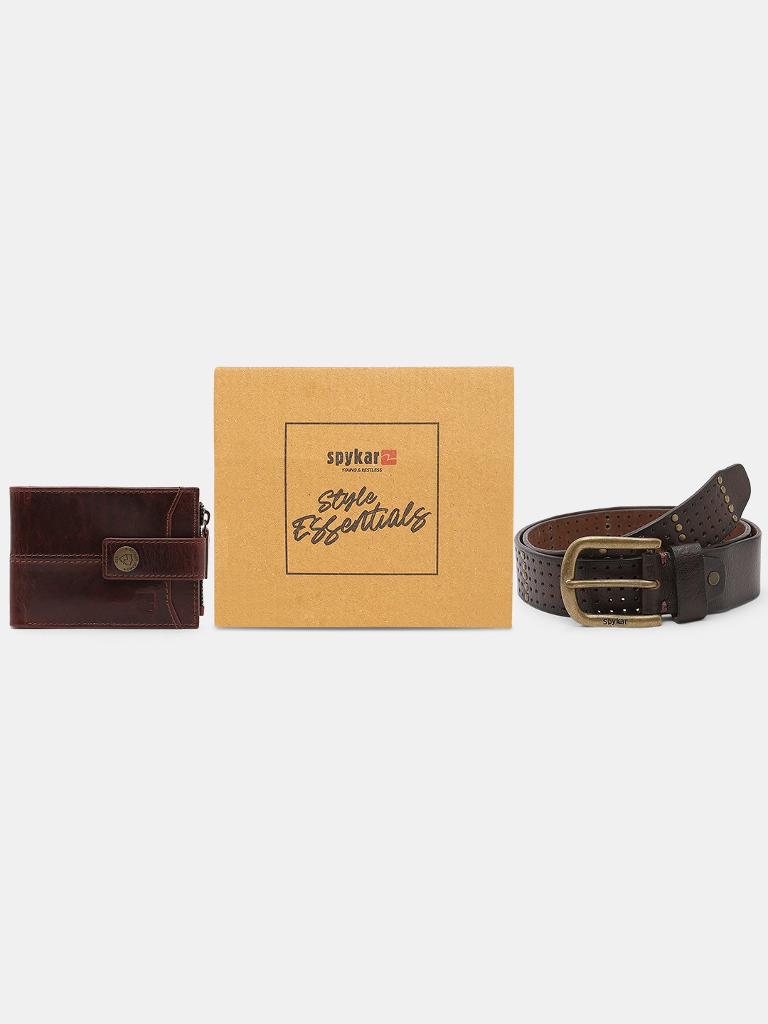 spykar | Spykar Black Leather Belt & Wallet Combo