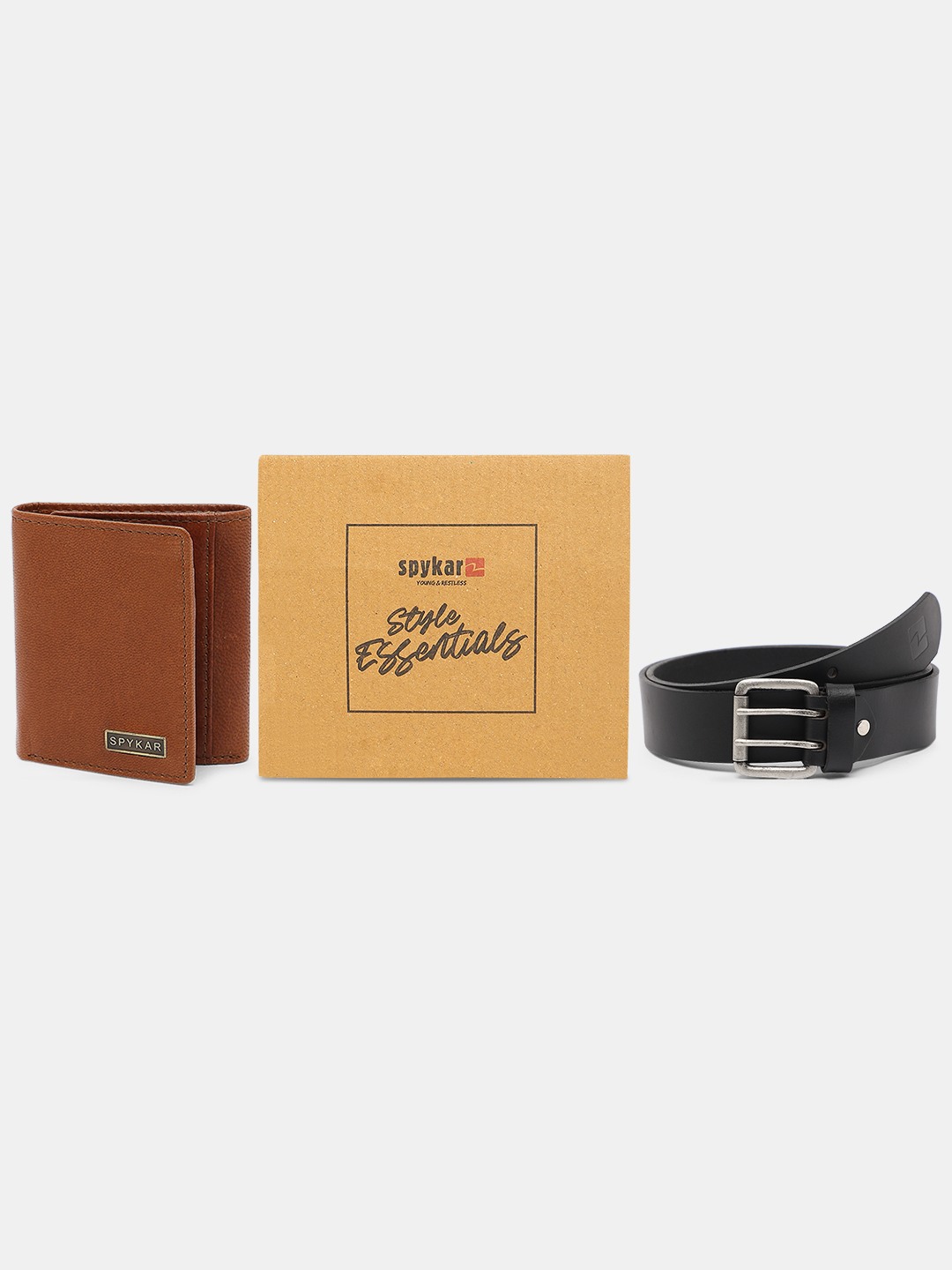 spykar | Spykar Black Leather Belt & Wallet Combo