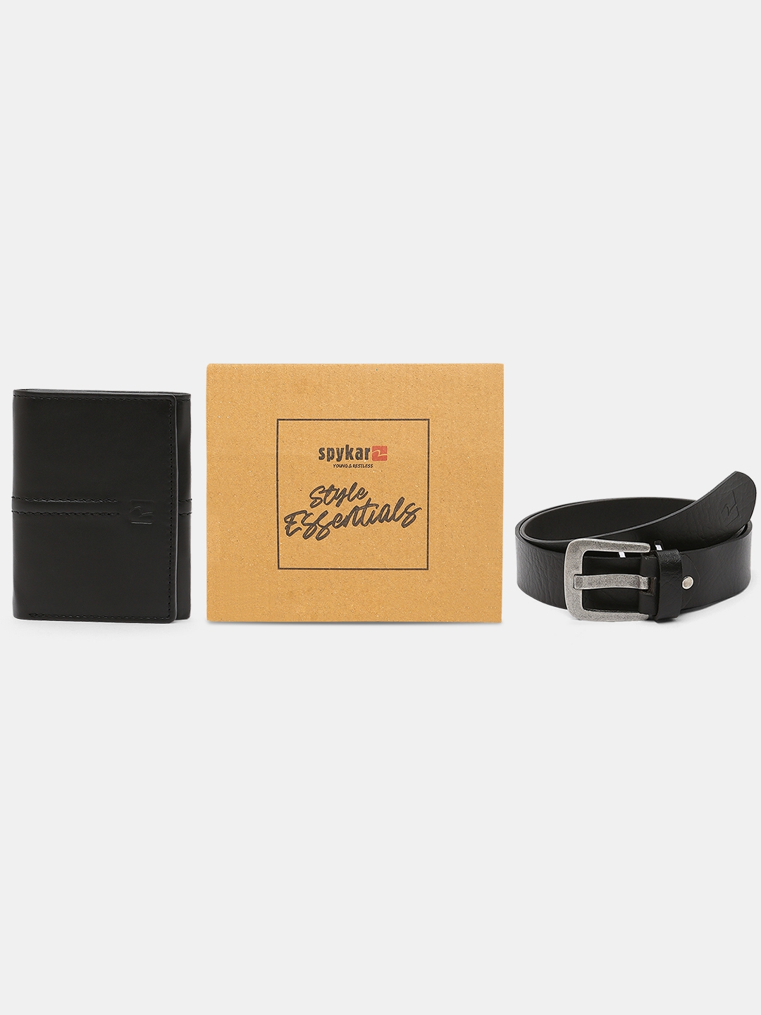 spykar | Spykar Black Leather Belt & Wallet Combo