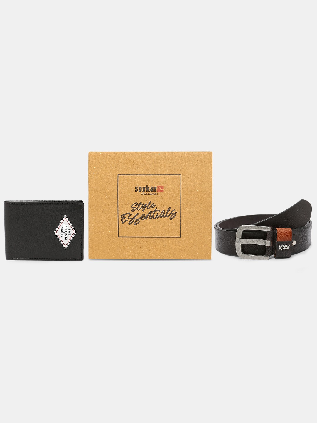 spykar | Spykar Black Leather Belt & Wallet Combo
