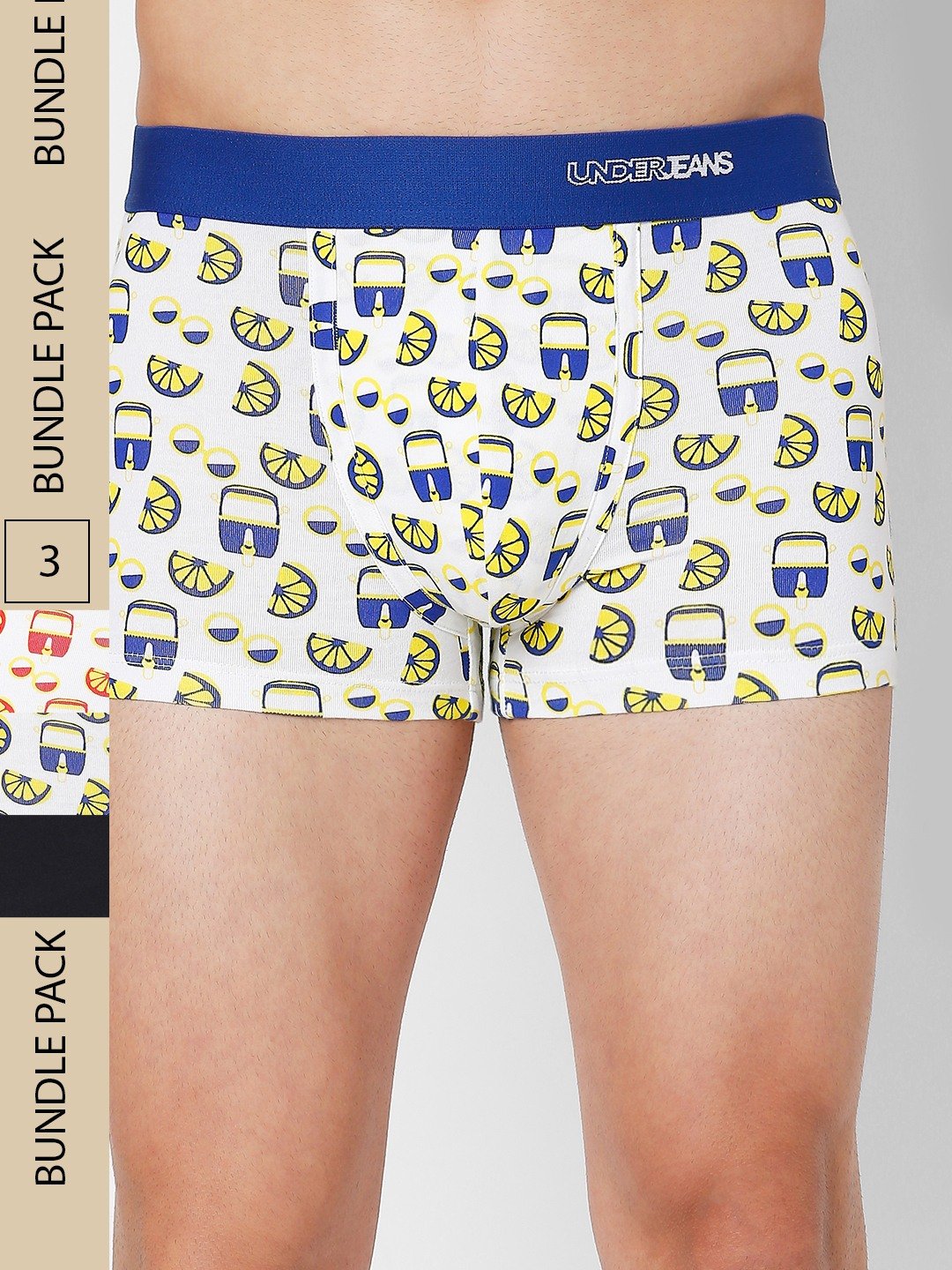 spykar | Underjeans by Spykar Premium Blue Red & Navy Cotton Blend Printed Trunk - Pack Of 3