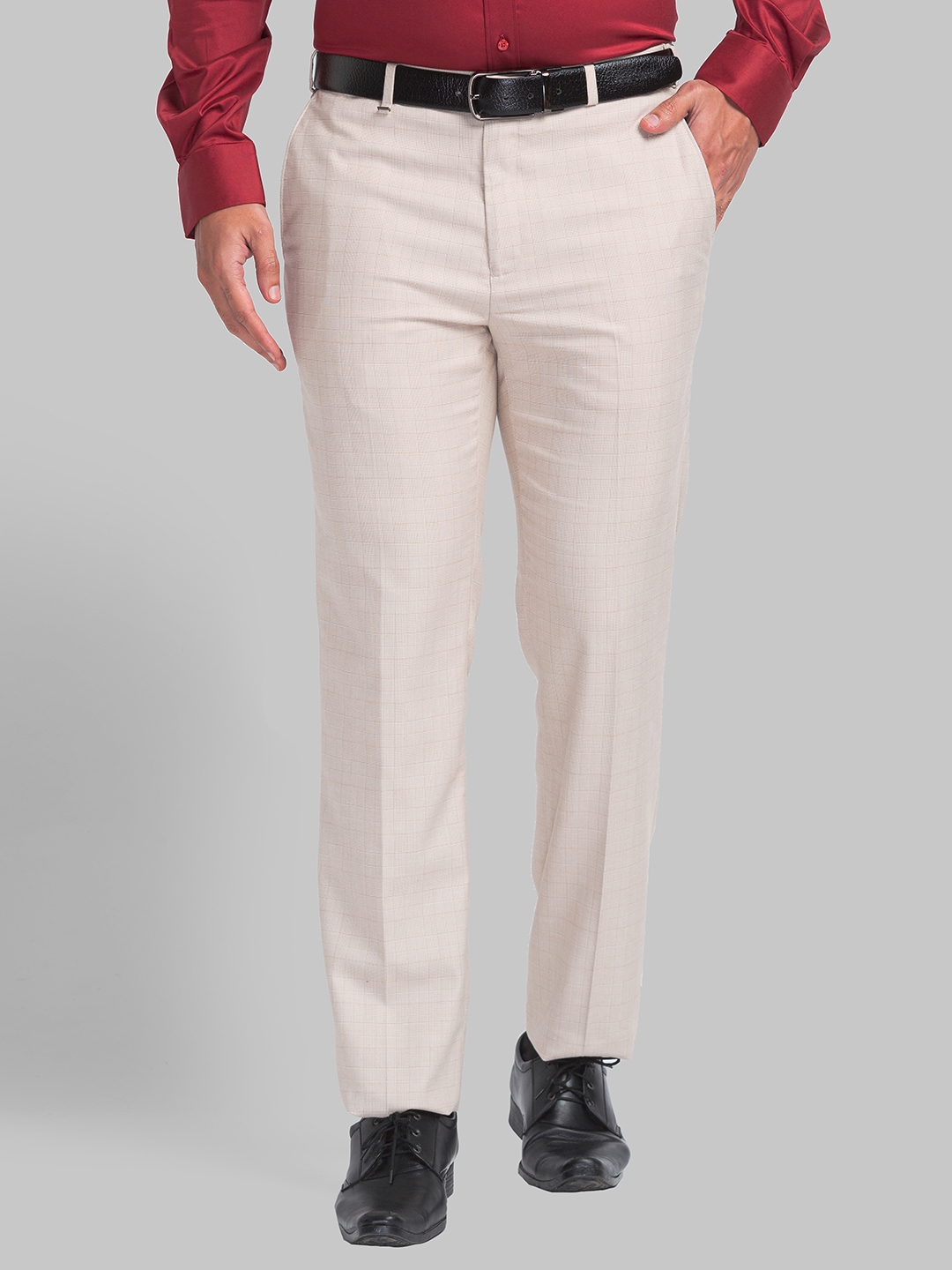 Wool Beige Raymond Contemporary Fit Trouser