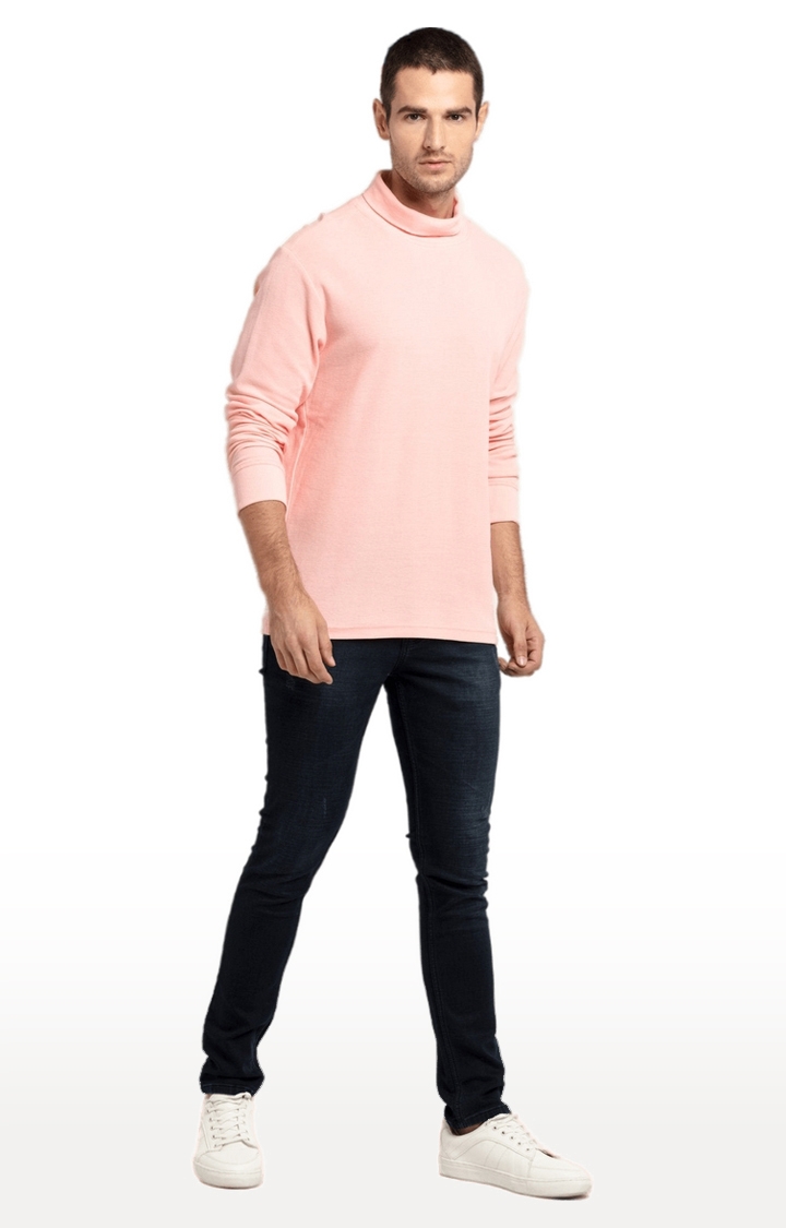 Men's Pink Polycotton Solid Sweatshirts