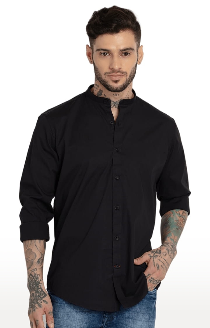 Status Quo | Men's Black Cotton Solid Casual Shirts