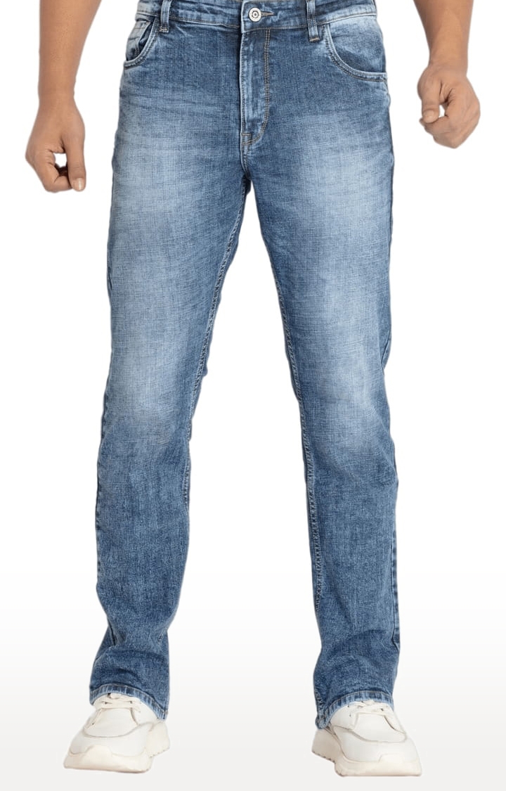 Status Quo | Men's Light Blue Polycotton Solid Straight Jeans