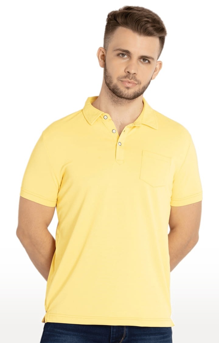 Status Quo | Men's Yellow Cotton Solid Polo T-Shirts