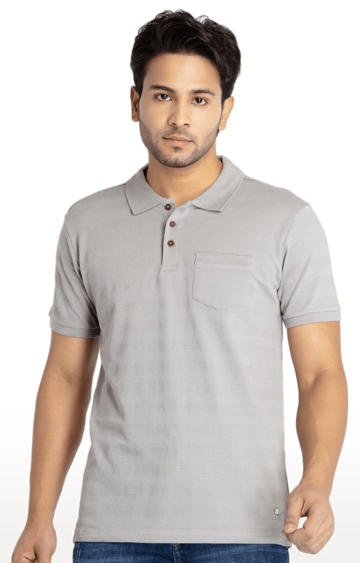 Status Quo | Men's Grey Cotton Solid Polo T-Shirts