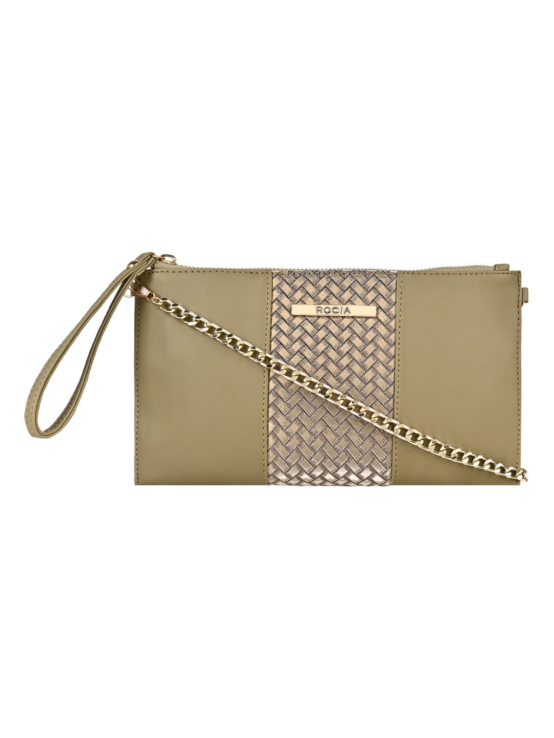 Rocia By Regal Khaki Women Metallic Clutch