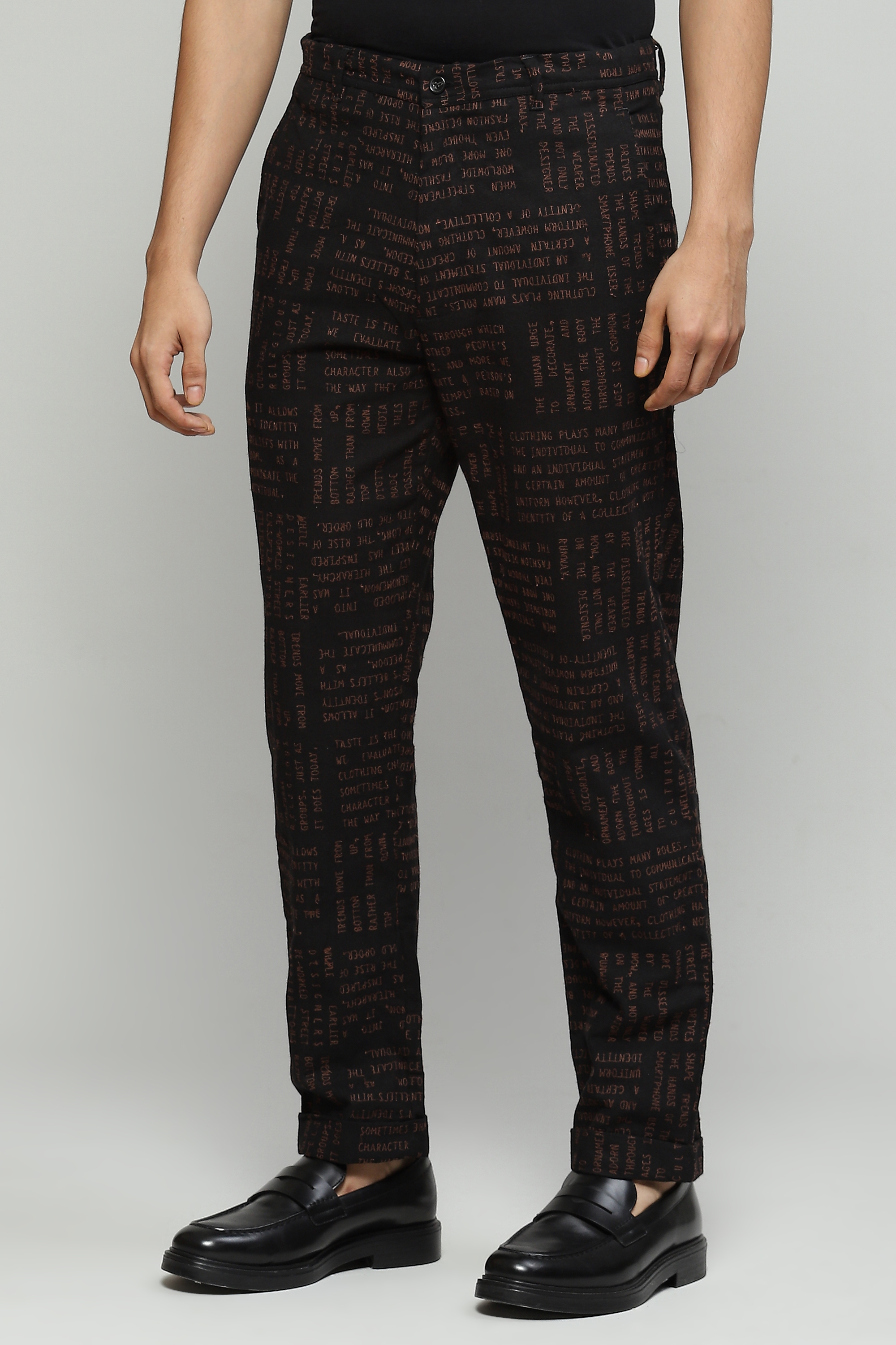ABRAHAM AND THAKORE | Calligraphy Embroidered Pant Black