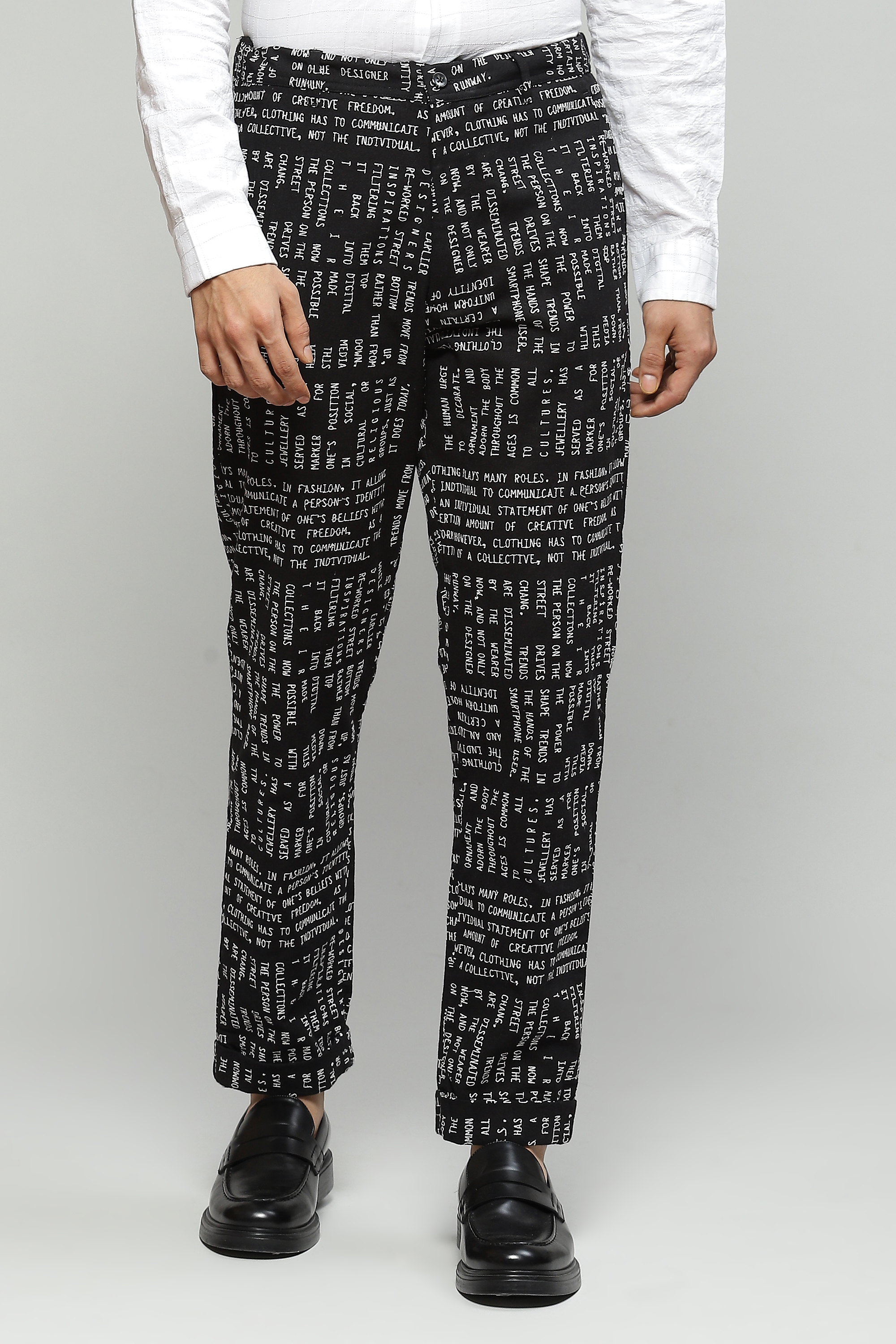 ABRAHAM AND THAKORE | Calligraphy Offbeat Embroidered Pant Black
