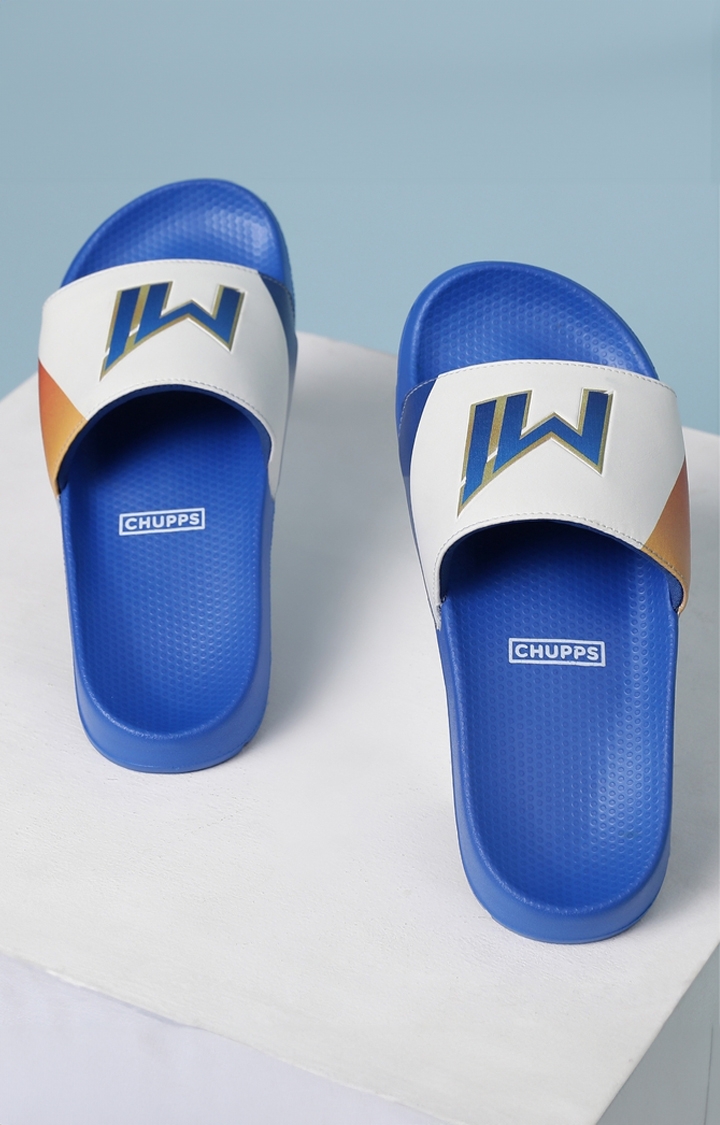 Men's Blue & White Mi: Official Slider Flip Flops