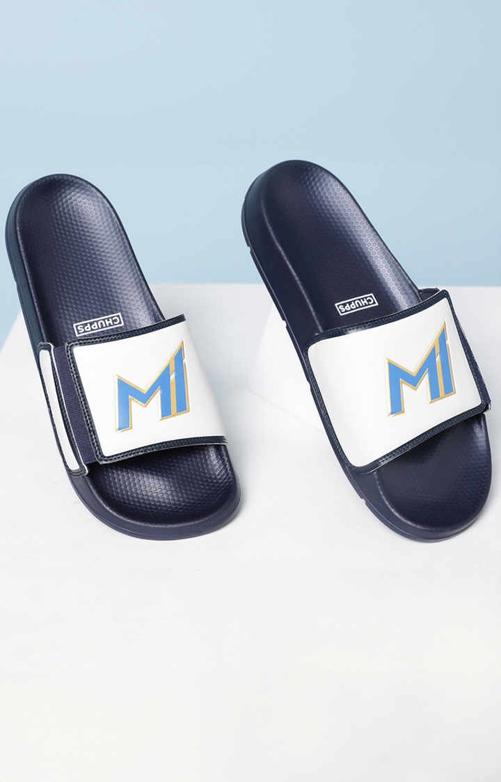 Men's Blue & White Mi: Official Slider Flip Flops