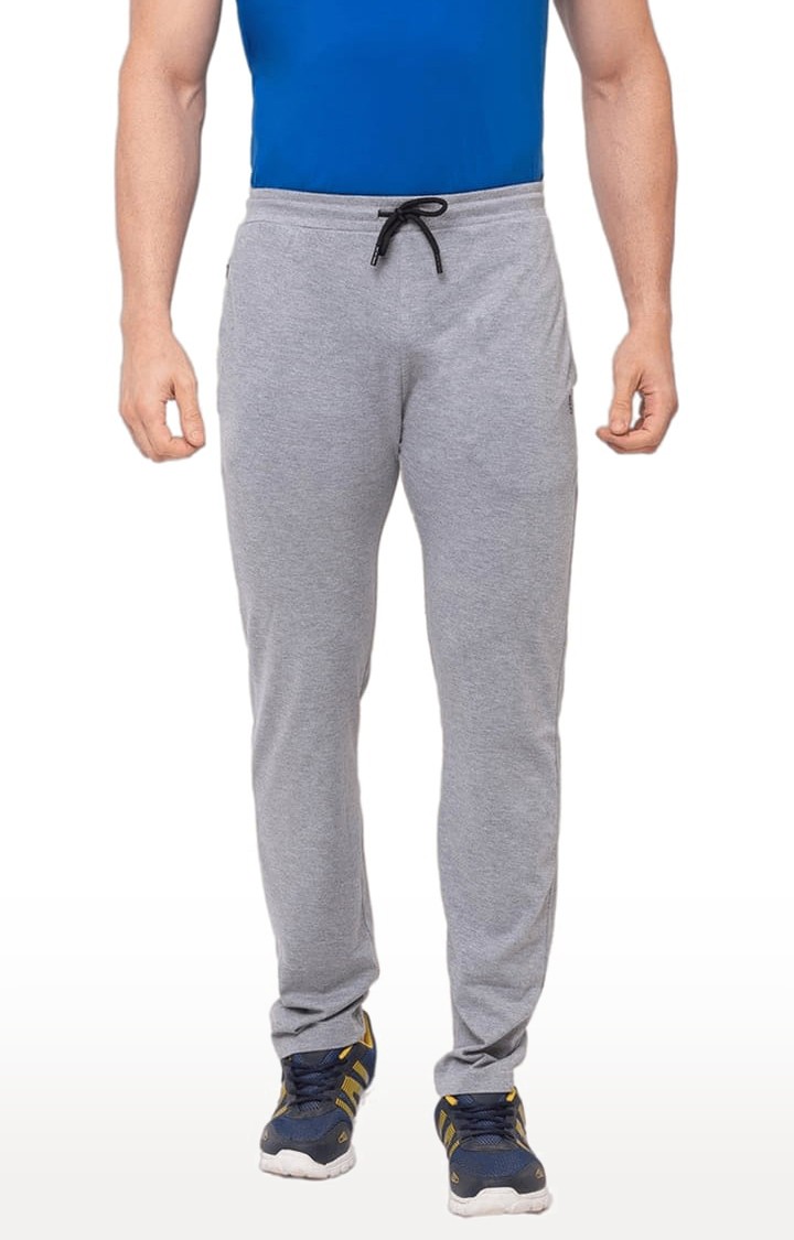 Men's Grey Polycotton Melange Textured Trackpant