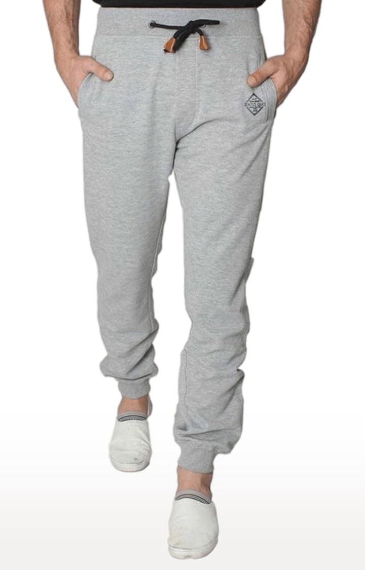 Men's Grey Melange Casual Joggers