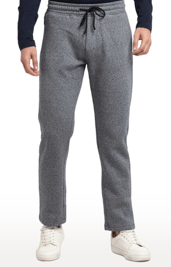 Status Quo | Men's Grey Cotton Melange Textured Trackpant