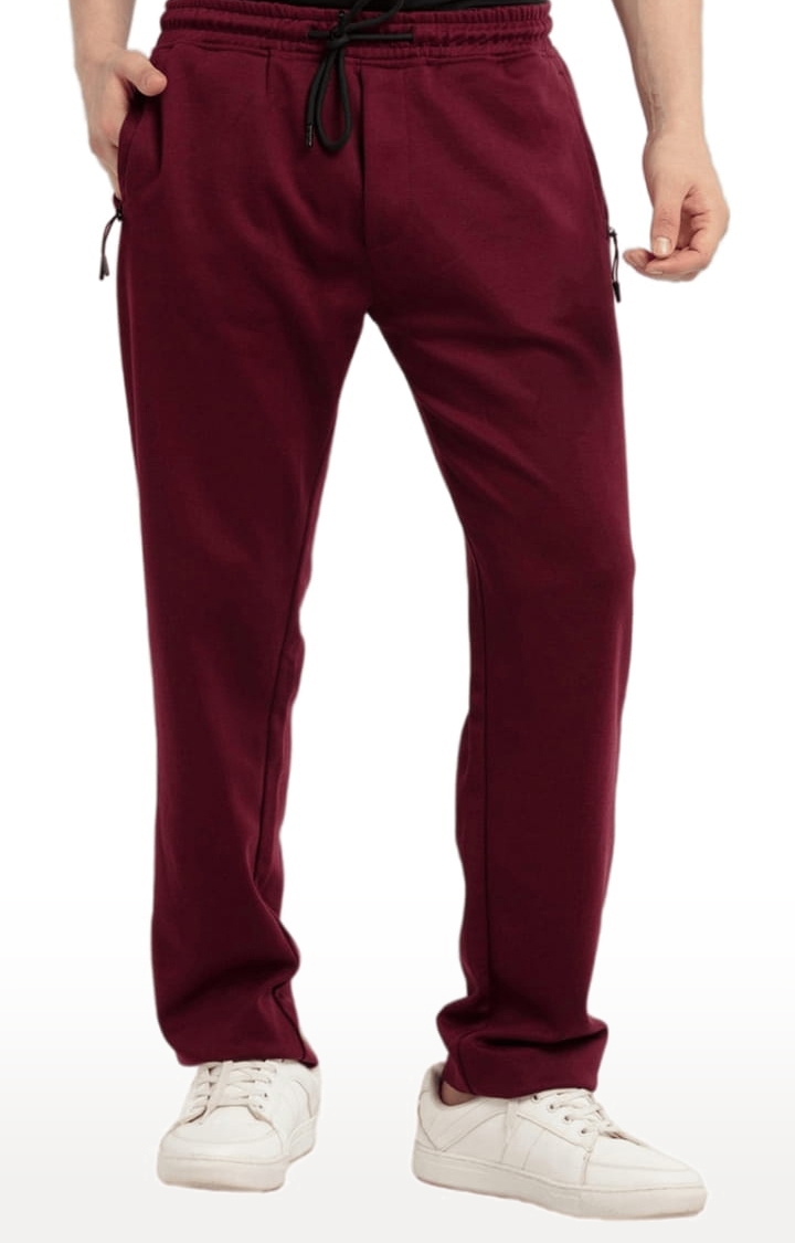 Status Quo | Men's Red Cotton Solid Trackpant