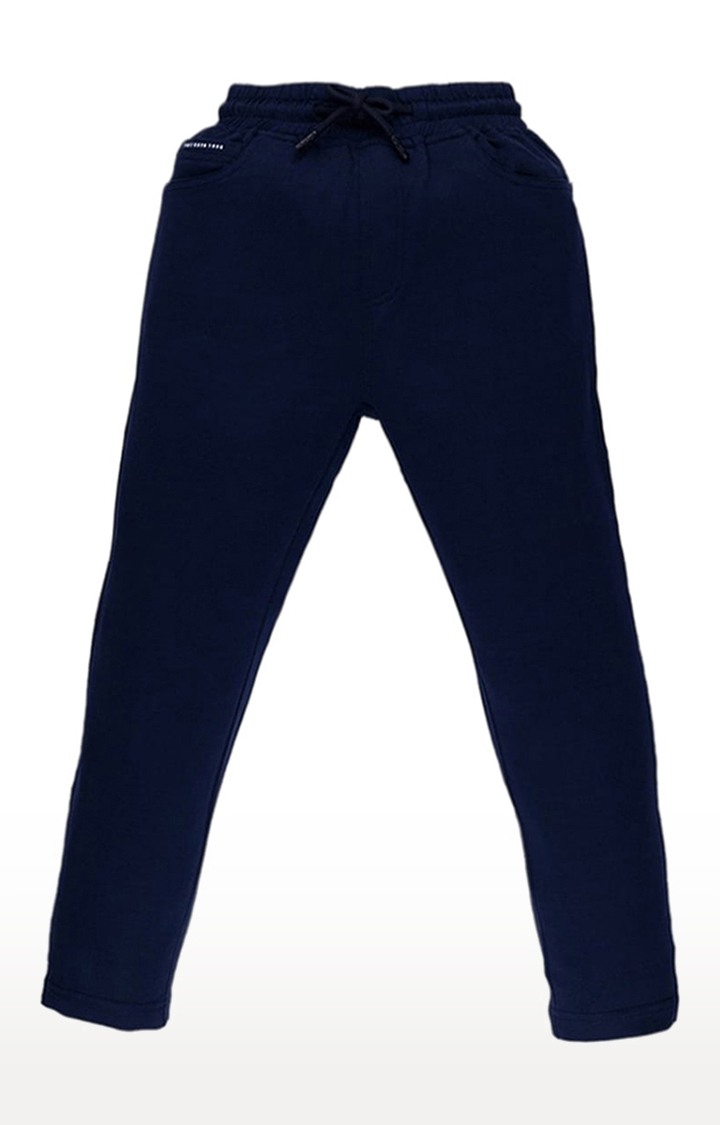 Status Quo | Men's Navy Blue Polyester Solid Trackpant