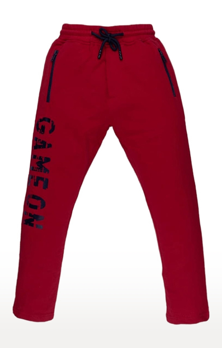 Boy's Red Printed Trackpants