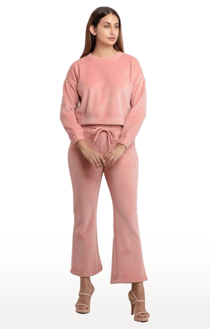 Pink Polycotton Solid Tracksuits