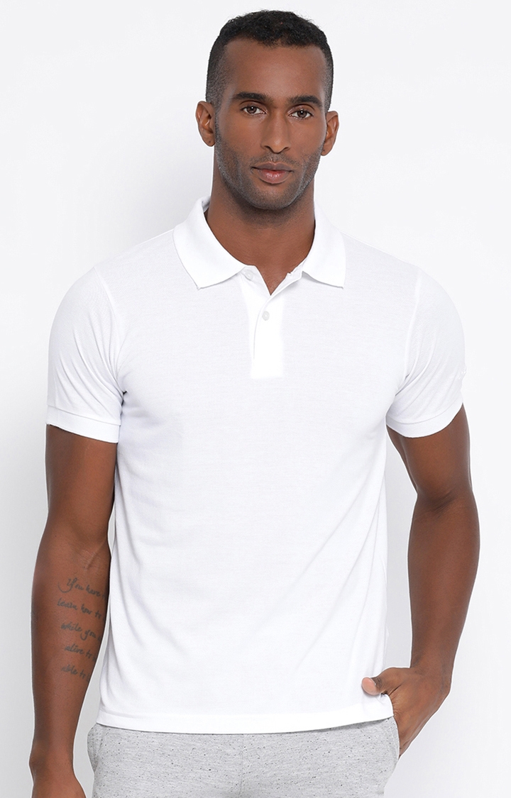 Lotto | Men's White Solid Polo T-shirt