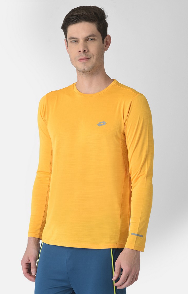 Lotto | Men's Yellow Polyester Solid T-Shirt