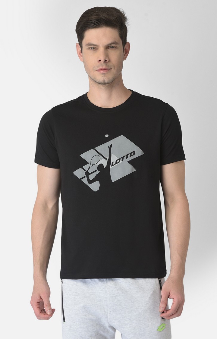 Lotto | Men's Black Polycotton Printed T-Shirt