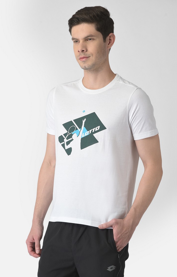 Lotto | Men's White Polycotton Printed T-Shirt