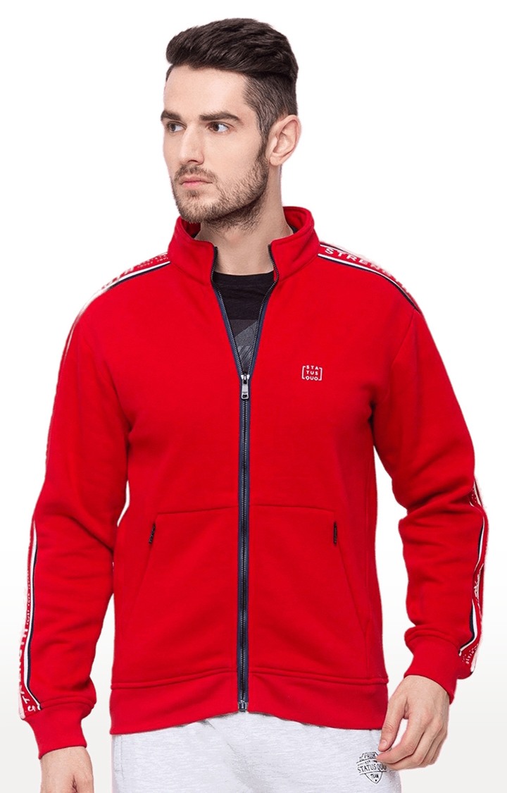 Men's Red Polycotton Solid Sweatshirts