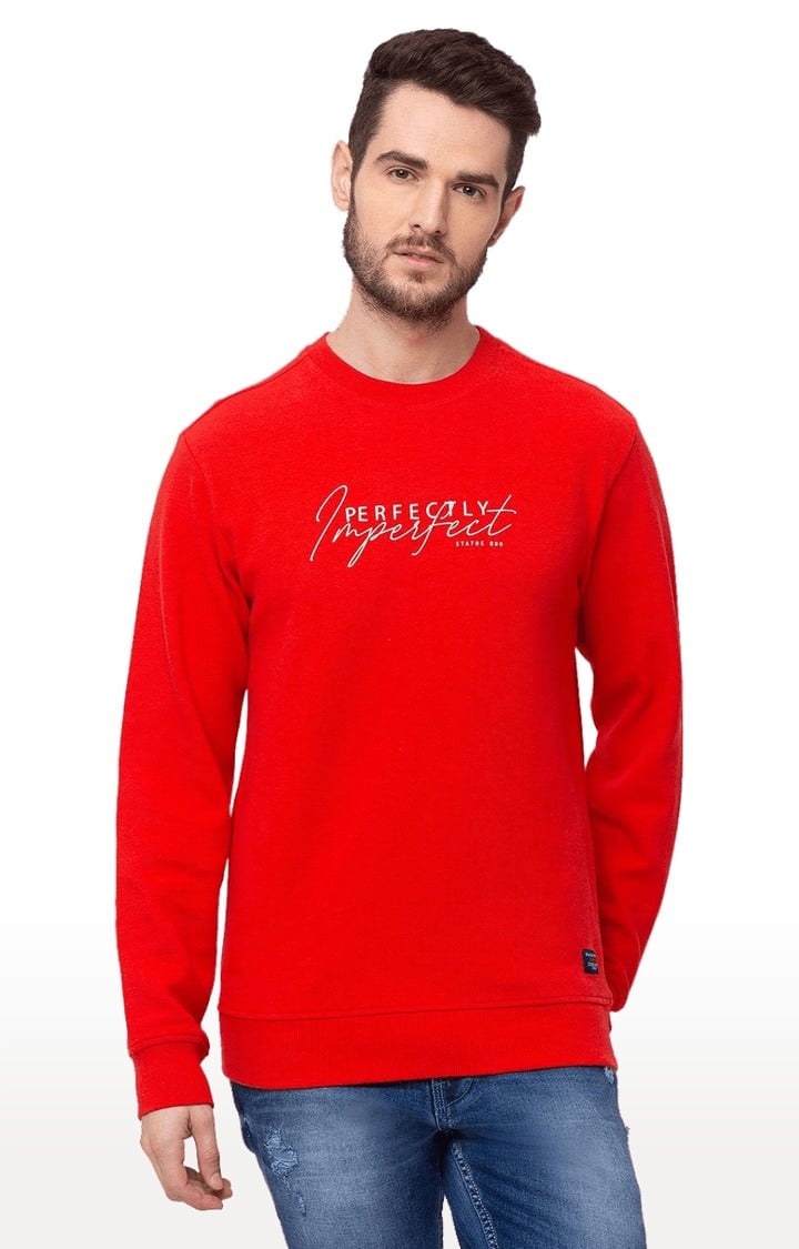 Men's Orange Polycotton Printed Sweatshirts