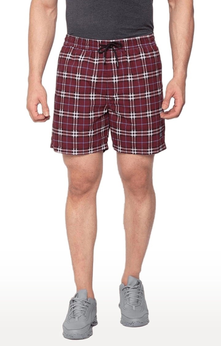 Men's Red Checked Shorts