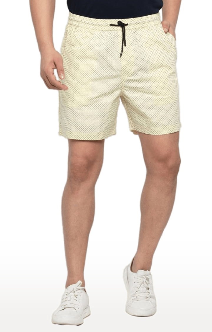 Men's Yellow Polycotton Printed Short