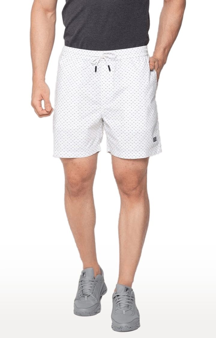 Men's White Printed Shorts