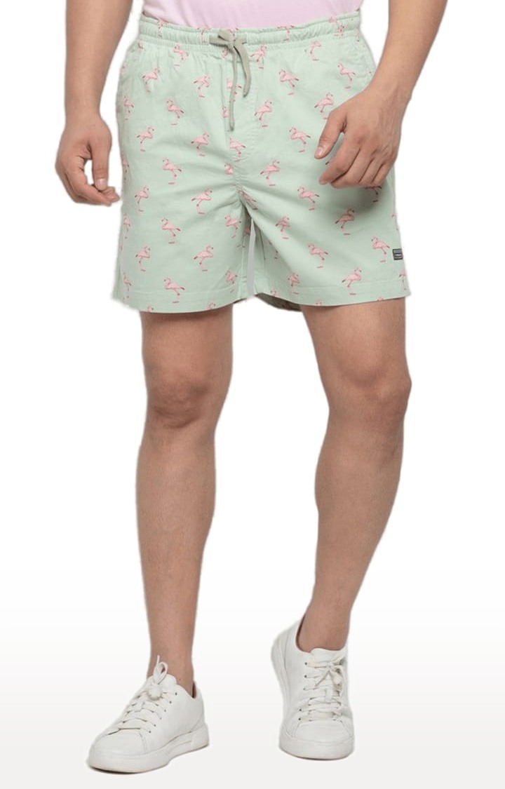 Men's Green Printed Shorts