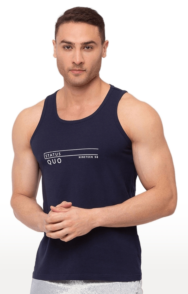 Blue Polycotton Printed Activewear T-Shirts