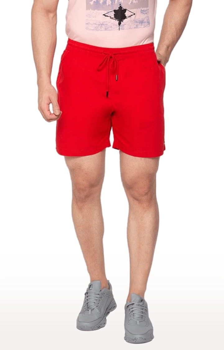 Men's Red Solid Shorts