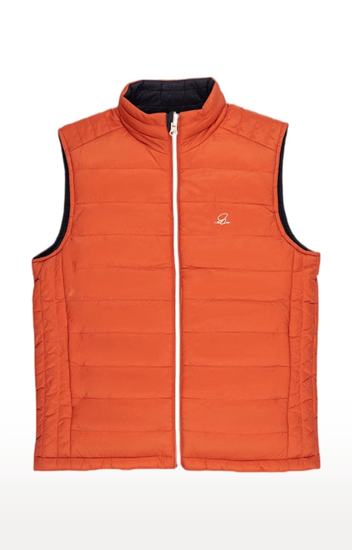 Boy's Orange Nylon Solid Gilet