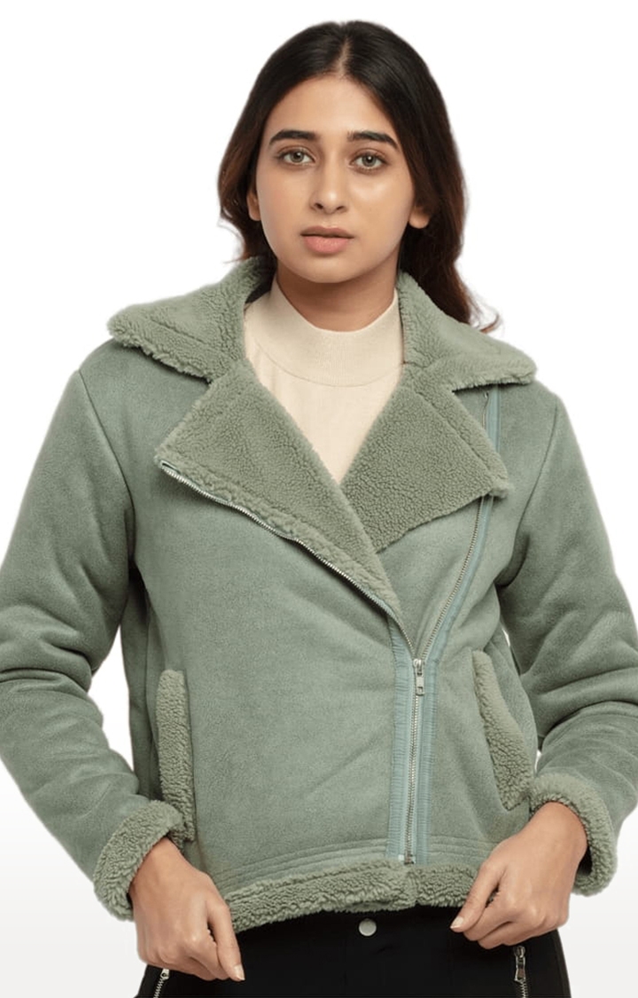 Status Quo | Women's Green Polyester Solid Sweaters